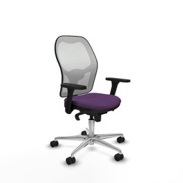 PIQUERAS Y CRESPO Silla de oficina Jorquera con mecanismo Sincro, Tela Morada y Malla Blanca