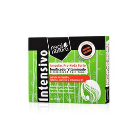 Real Natura Tonificador Vitaminado Pro-Keda Forte Ampollas Anti-Caída con Vitaminas, Bambú, Cafeína y Queratina (6 x 15ml)