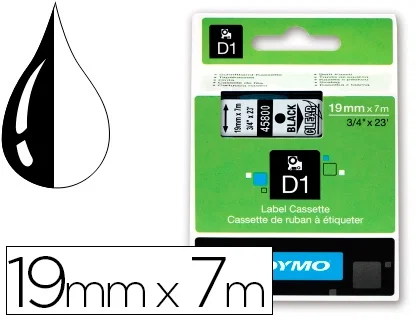 Dymo Cinta D1 Negro sobre Transparente 19mm x 7m