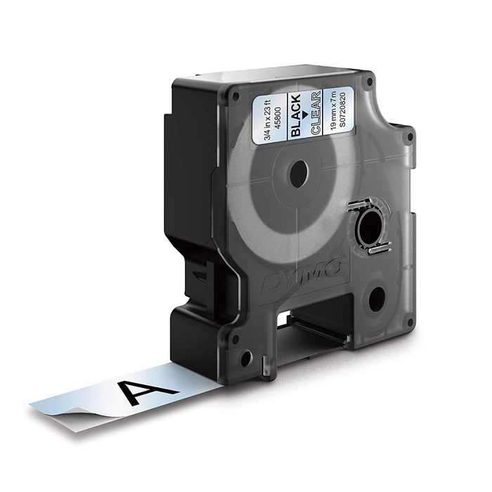 Dymo Cinta D1 Negro sobre Transparente 19mm x 7m