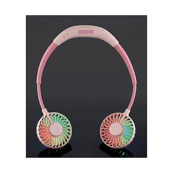 UNOLD Ventilador de cuello Breezy rosa 1,2W 3 velocidades