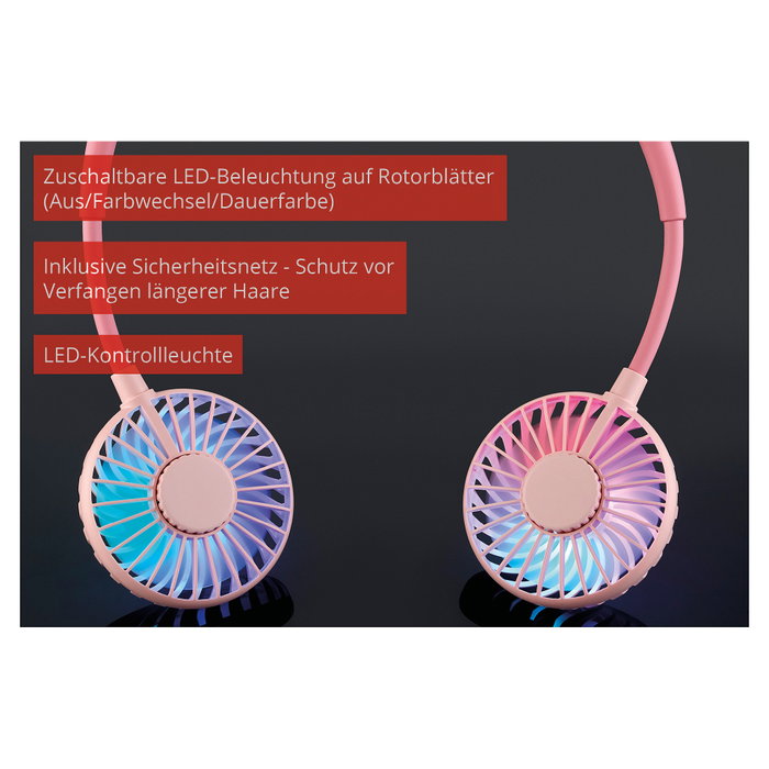 UNOLD Ventilador de cuello Breezy rosa 1,2W 3 velocidades