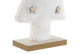 DKD Home Decor Figura Navidad Alpina Blanco Marron Claro Madera Poliester 6 x 30 x 15 cm