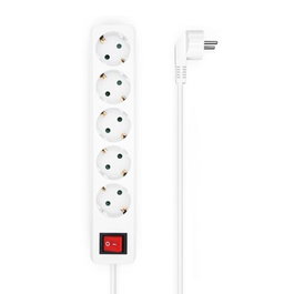 Aisens Regleta de Enchufes 5 Tomas con Interruptor, Cable 1.4 m 3x1.5 mm2, Protección Infantil, 250V/16A, 3500W Máx, Blanco