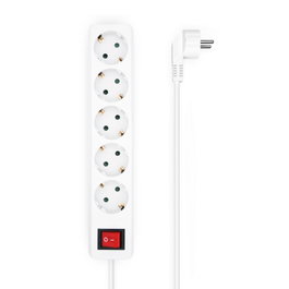 Aisens Regleta de 5 Tomas con Interruptor, Cable 1,4 m, Blanco
