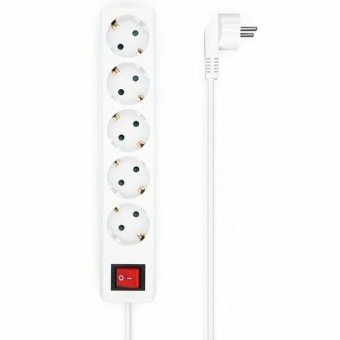 Aisens Regleta de 5 Tomas con Interruptor, Cable 1,4 m, Blanco