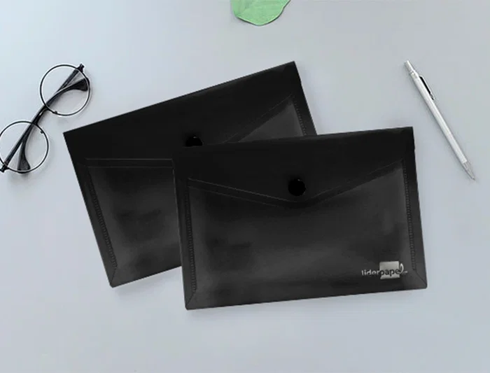 Liderpapel Dossier Carpeta con Broche Polipropileno DIN A6 Negro Opaco 180 micras