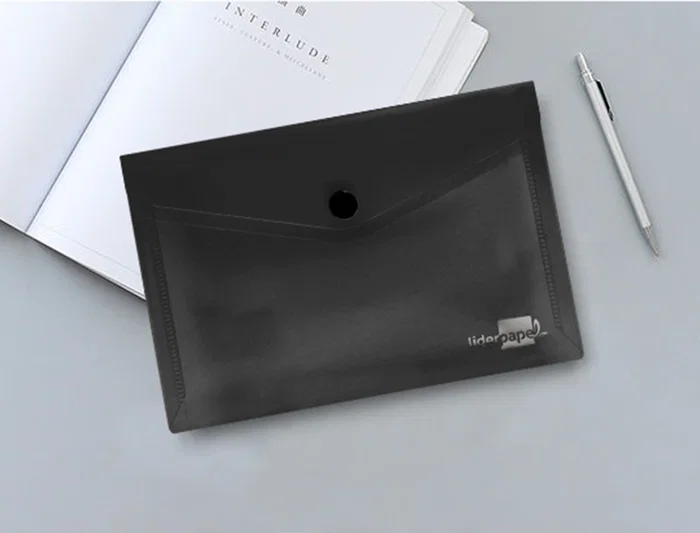 Liderpapel Dossier Carpeta con Broche Polipropileno DIN A6 Negro Opaco 180 micras