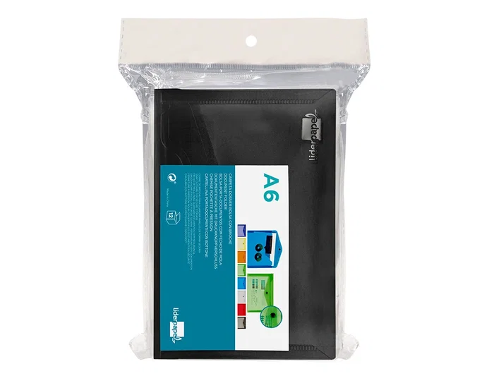 Liderpapel Dossier Carpeta con Broche Polipropileno DIN A6 Negro Opaco 180 micras