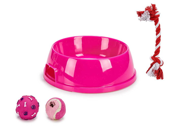 Mascow Set Comedero y 3 Mordedores Surtidos 25.8 x 26 x 8.5 cm (Set de 12)