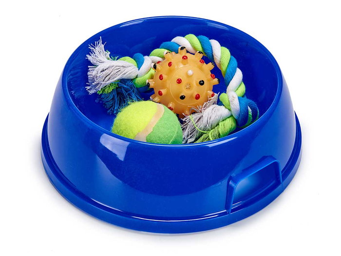 Mascow Set Comedero y 3 Mordedores Surtidos 25.8 x 26 x 8.5 cm (Set de 12)