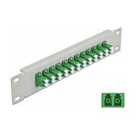 DeLOCK Panel de conexión de fibra óptica 10 pulgadas 12 puertos LC Duplex verde/gris