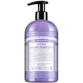 DR. BRONNER'S Jabón de Azúcar Lavanda 710Ml. Fragancia Relajante para Manos, Cara, Cuerpo y Pelo