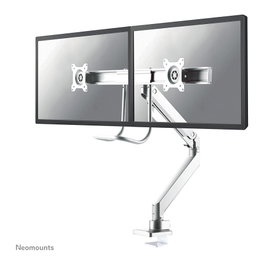 Neomounts NM-D775DXWHITE Brazo de Monitor de Escritorio Doble con Muelle de Gas, para Pantallas de 25.4 a 81.3 cm (10" a 32"), Soporte 100x100 mm, Carga 8 kg, Color Blanco