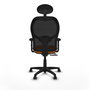 PIQUERAS Y CRESPO Silla Alocén con mecanismo traslack, malla negra y asiento naranja