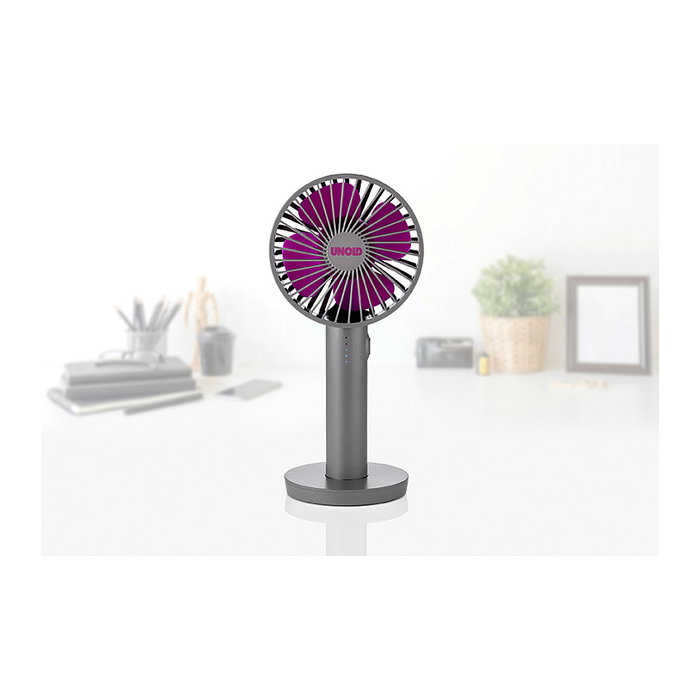 Unold Breezy II Ventilador de Mano Recargable 4W 5 Velocidades 10cm Gris Púrpura
