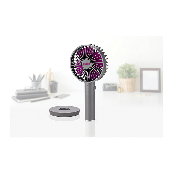 Unold Breezy II Ventilador de Mano Recargable 4W 5 Velocidades 10cm Gris Púrpura