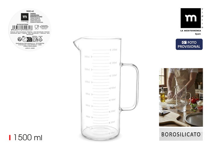 La Mediterranea Jarra Medidora Borosilicato 1500ml La Mediterranea Jarra Medidora Borosilicato 1500ml