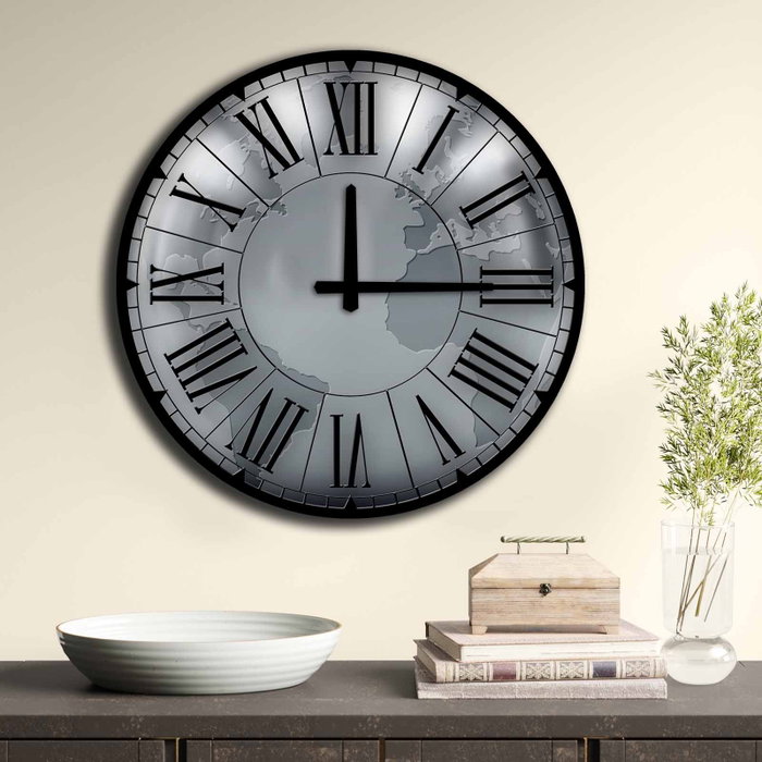 Wallity 5050MS-032 Reloj Decorativo MDF 50 cm Diámetro, Movimiento Silencioso, Elegante y Moderno para Hogar y Oficina