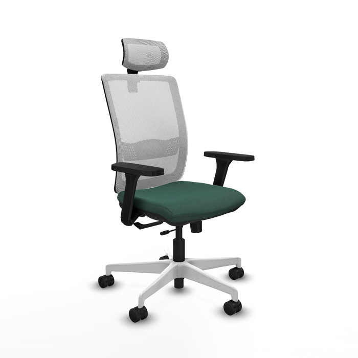 PIQUERAS Y CRESPO Silla de oficina Haches con mecanismo Sincro/Traslack Verde botella y Blanco PIQUERAS Y CRESPO Silla de oficina Haches con mecanismo Sincro/Traslack Verde botella y Blanco