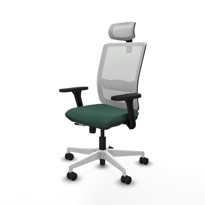 PIQUERAS Y CRESPO Silla de oficina Haches con mecanismo Sincro/Traslack Verde botella y Blanco PIQUERAS Y CRESPO Silla de oficina Haches con mecanismo Sincro/Traslack Verde botella y Blanco
