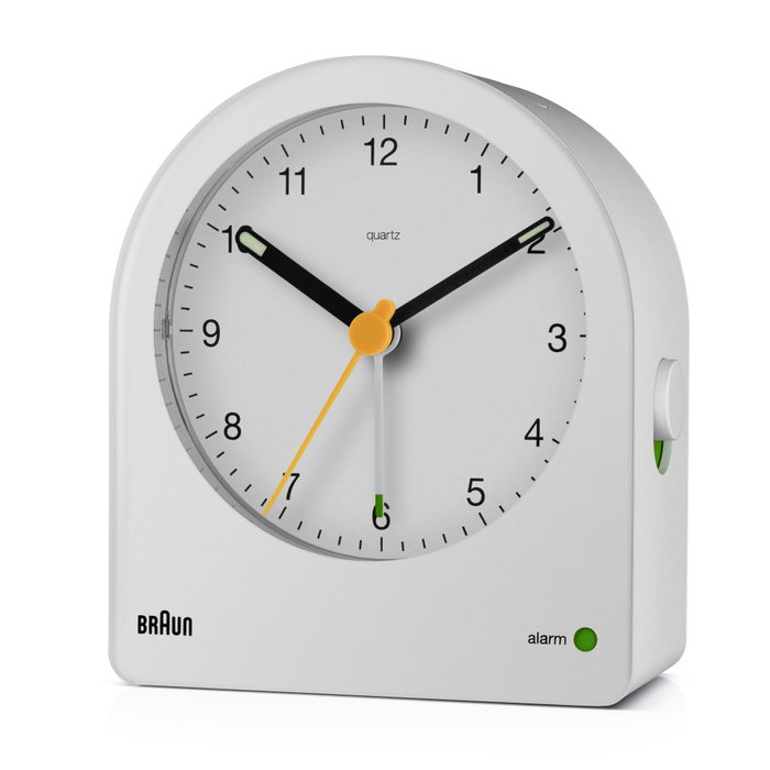 Braun BC22 Reloj despertador analógico Blanco y Amarillo