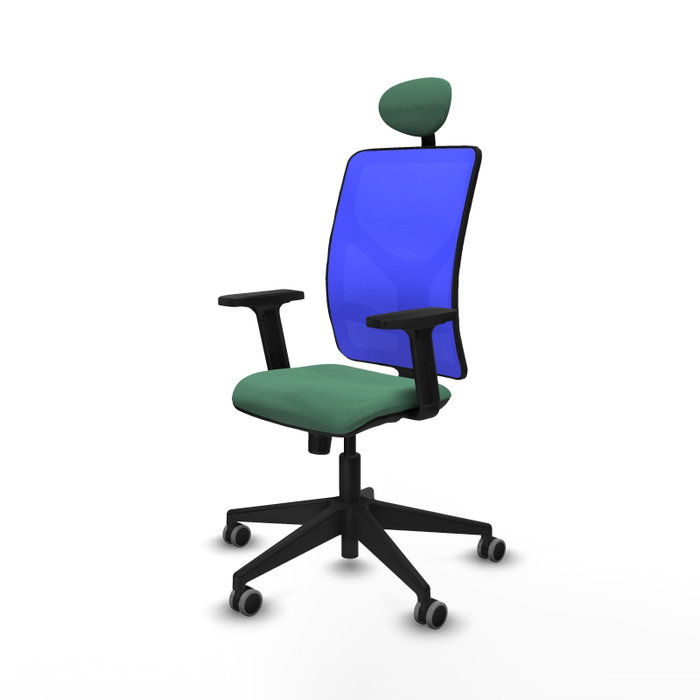 PIQUERAS Y CRESPO Silla de oficina Motilla con mecanismo Sincro, Verde esmeralda y Azul