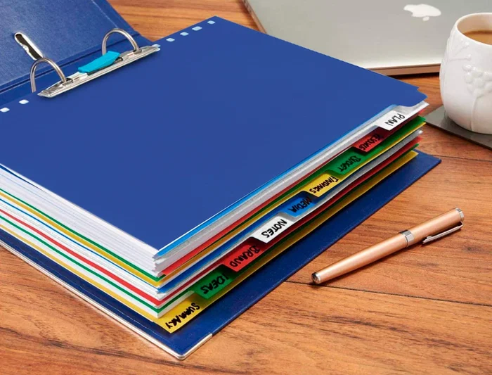 Liderpapel Separadores Plástico para Archivo Cuarto Juego de 5 Separadores Multitaladro Colores Opacos