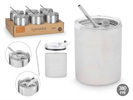 Kinvara Vaso Pajita Tapa Acero Inoxidable 380 ml 9.3x14x8.7 cm (Set de 12)