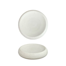 Summa Totem Blanco Plato Alto - Plato de Gres, 22 cm de Diámetro, 4 cm de Alto (Set de 2)