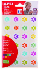 Apli 19721 Bolsa de Gomets Pegatinas Huellas de Gatitos, 288 Unidades Surtidas para Decorar