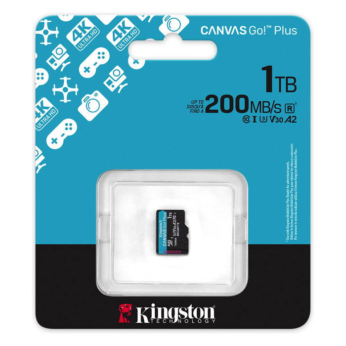 Kingston 1TB microSDXC Canvas Go Plus Gen4 200R A2 U3 Clase 10 200MB/s