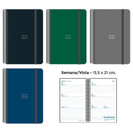 Senfort Agenda Anual 2027 Unicolor con Espiral y Tapa de PP