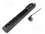 Armac Multi M6 Regleta de protección con 6 tomas, cable de 1,5 m, negra