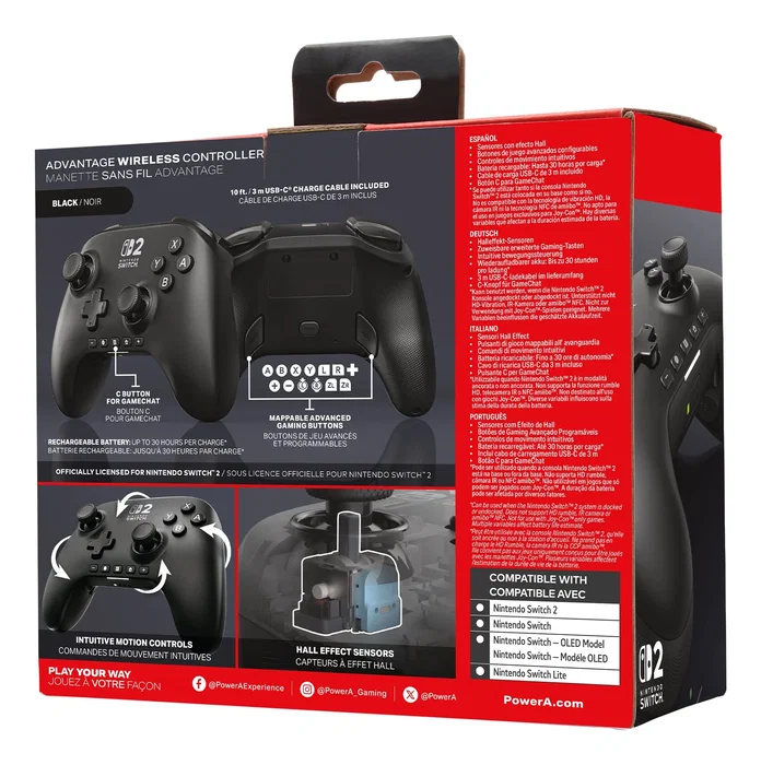 PowerA Advantage Mando Inalámbrico Negro para Nintendo Switch 2