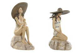 DKD Home Decor Figura de Resina Chica Sombrero Surtido (2 unidades)