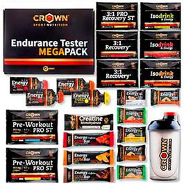 Crown Sport Nutrition Pack Endurance Tester 3.0 con Shaker 500ml para Atletas de Resistencia