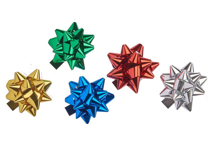 PINCELLO Lazo Brillo PVC 6cm (Amarillo, Azul, Plata, Rojo, Verde) - Pack de 40 unidades (Set de 12)