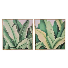 DKD Home Decor Cuadro de Aluminio Hojas de Palmera 80x80 cm (Pack de 2)