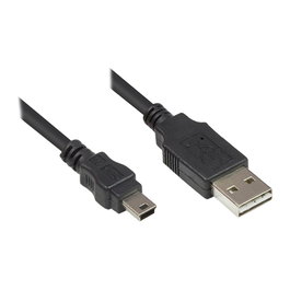 GoodConnections Cable USB 2.0 Tipo A a Mini USB B, 5 Pines, Macho/Macho, Longitud 0.5m, Color Negro, Alcasa 3310-EU005