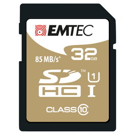 EMTEC ECMSD32GHC10GP Tarjeta de Memoria SDHC EliteGold 32 GB, Clase 10, Velocidad Lectura 85 MB/s, Negro y Marrón