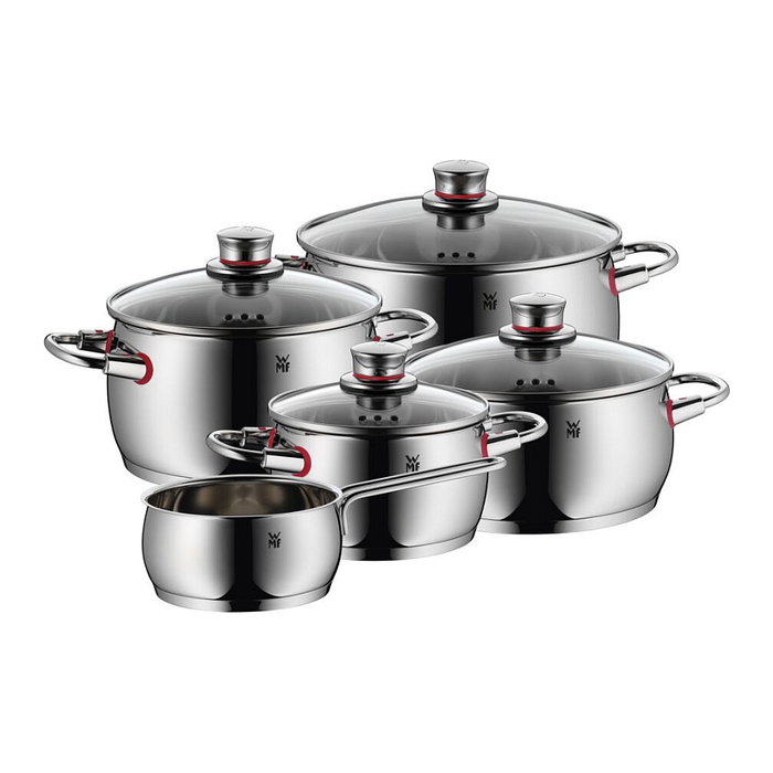 WMF Quality One Juego de 5 cazuelas de acero inoxidable WMF Quality One Juego de 5 cazuelas de acero inoxidable