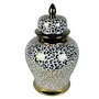 DKD Home Decor Tibor de Porcelana Blanco y Dorado 25x25x40 cm