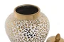 DKD Home Decor Tibor de Porcelana Blanco y Dorado 25x25x40 cm
