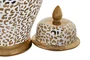 DKD Home Decor Tibor de Porcelana Blanco y Dorado 25x25x40 cm