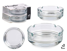Vivalto Set 2 Cenicero Vidrio Transparente 9 cm (Set de 36)