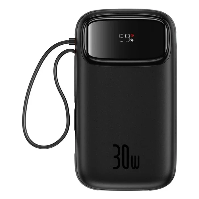 Baseus PPQD4-20C Power Bank 20000 mAh Litio Polímero 30W - Carga Rápida USB-C, Pantalla, Carga 4 Dispositivos, Negro