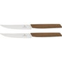 Victorinox Swiss Modern Set de Cuchillos para Carne de Madera de Nogal, 2 piezas de 12 cm de hoja, Marrón / Plata de acero inoxidable de alta calidad (2 unidades)