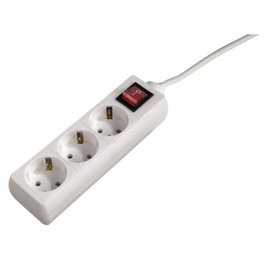 Hama Regleta de Alimentación con 3 Tomas e Interruptor, 1,4m, Blanca