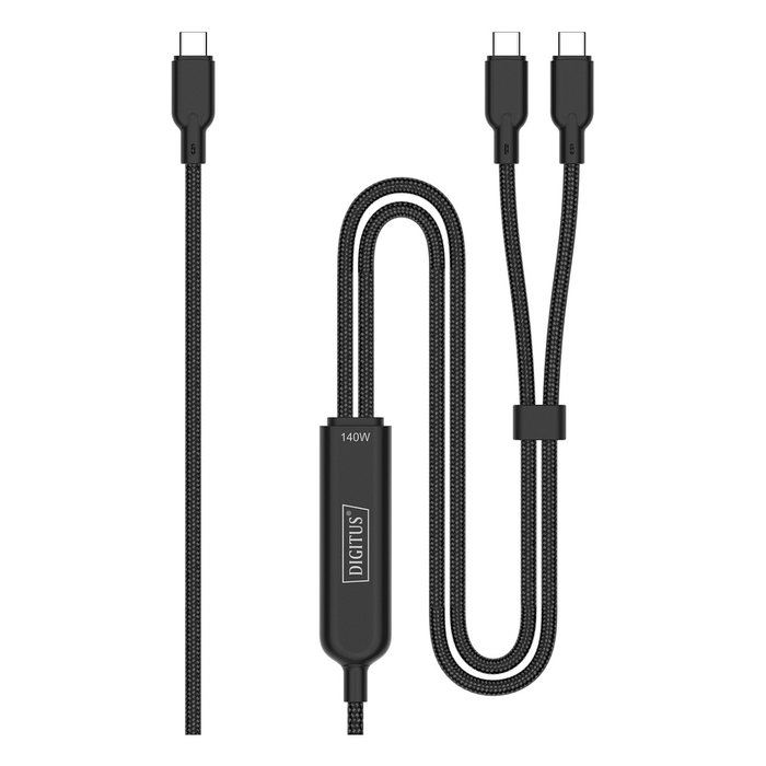 Digitus Cable de carga USB-C 2en1 140W 1,8m Negro